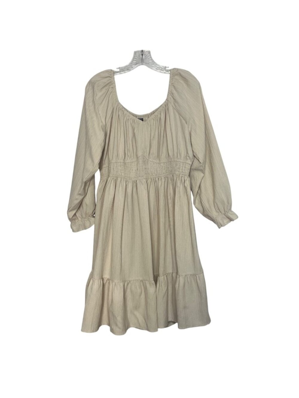 Cicidudu Long Sleeve Tiered Midi Dress 1XL Beige New WOT Cottage Core Boho - Picture 1 of 7